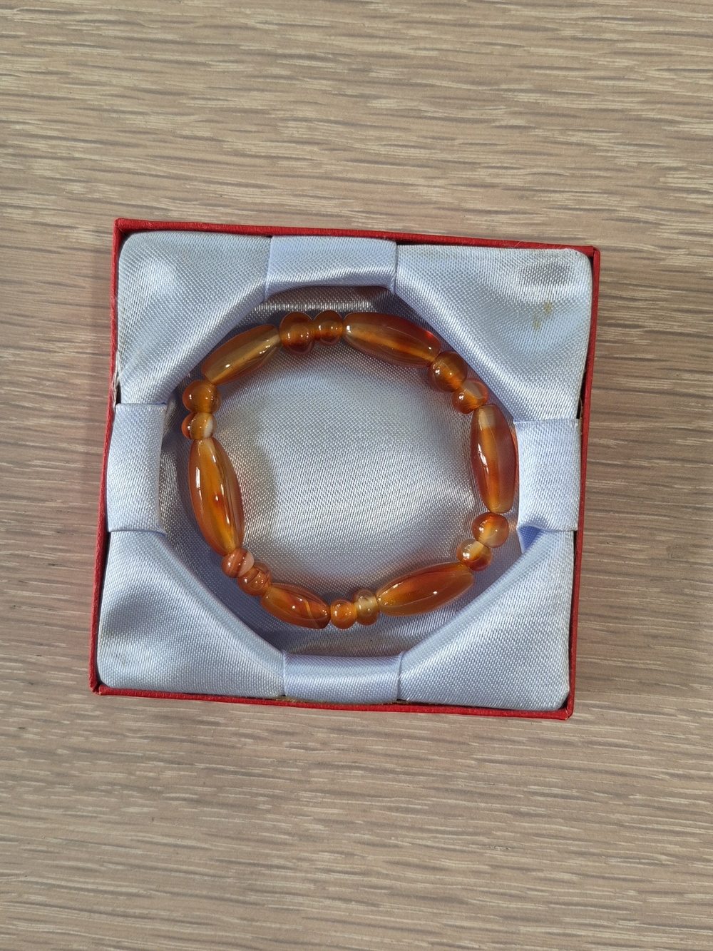 Amber-Tone Beaded Stretch Bracelet